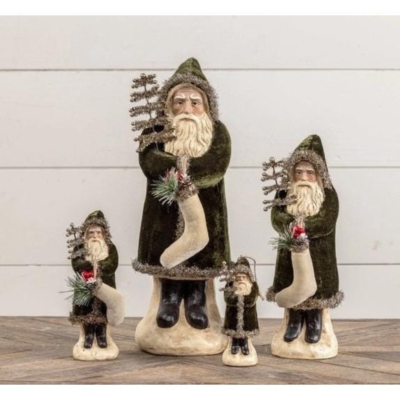Ragon House Christmas 8" Forest Green Velvet Belsnickle Santa Figurine NEW - Picture 3 of 3
